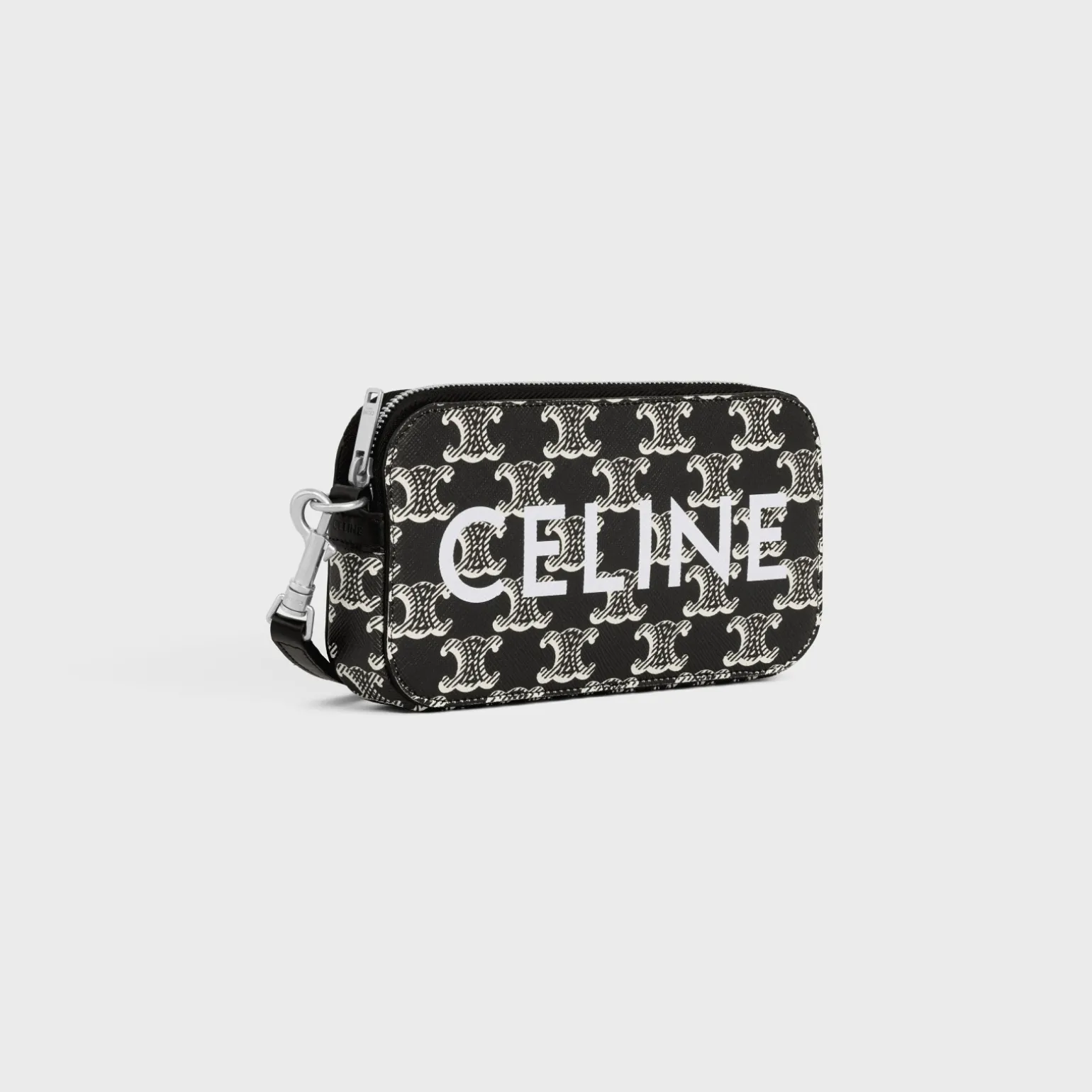 Horizontal pouch in Triomphe canvas two-tone with Celine print