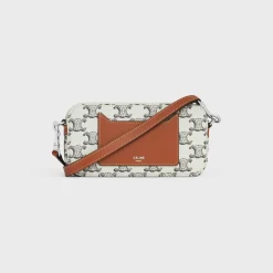 Horizontal pouch in Triomphe canvas with celine print