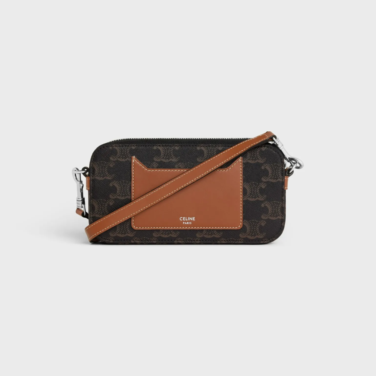 Horizontal pouch in Triomphe canvas with celine print