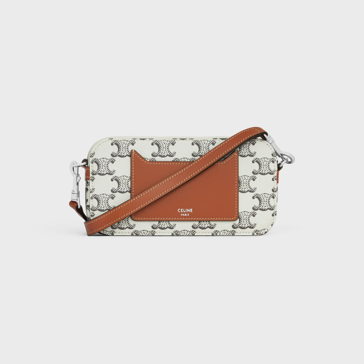 Horizontal pouch in Triomphe canvas with celine print