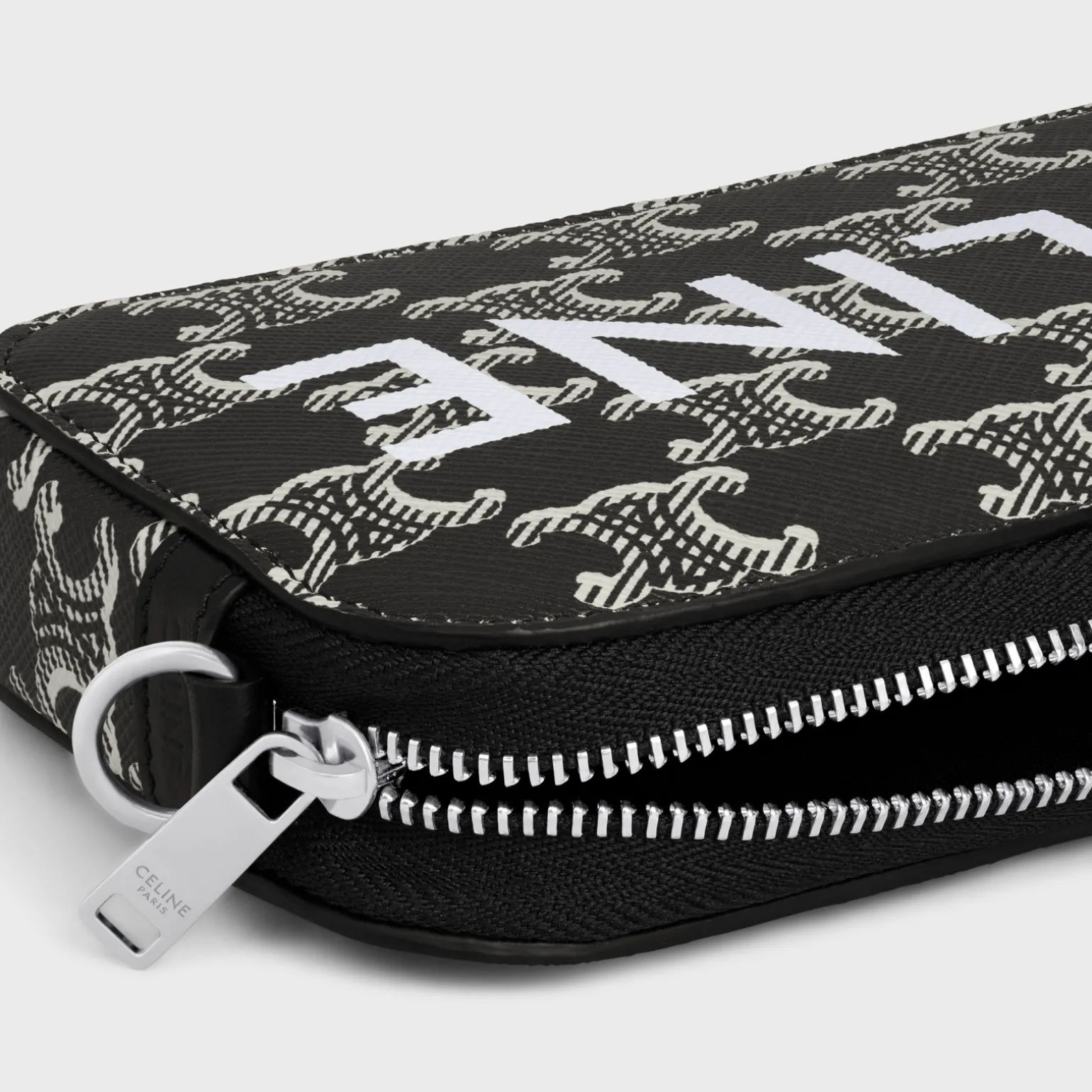 Horizontal pouch in Triomphe canvas two-tone with Celine print