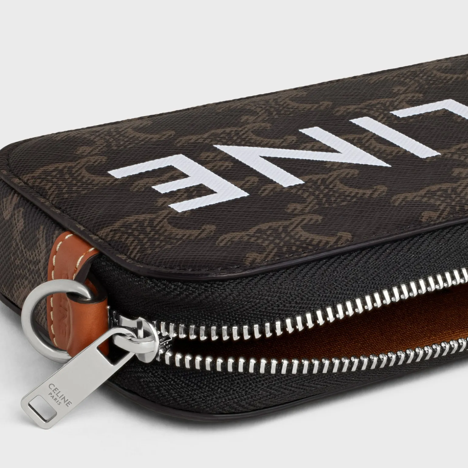Horizontal pouch in Triomphe canvas with celine print