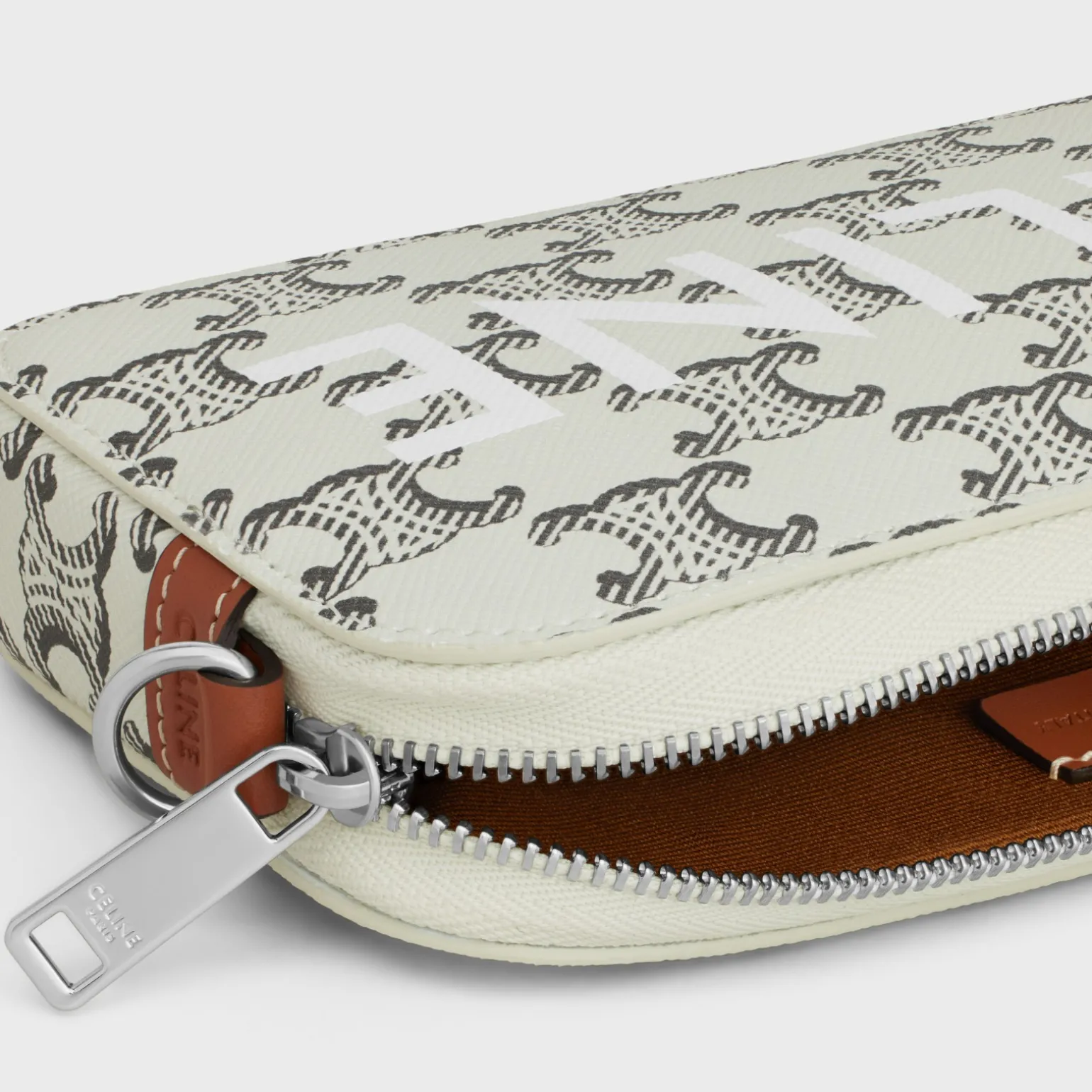 Horizontal pouch in Triomphe canvas with celine print