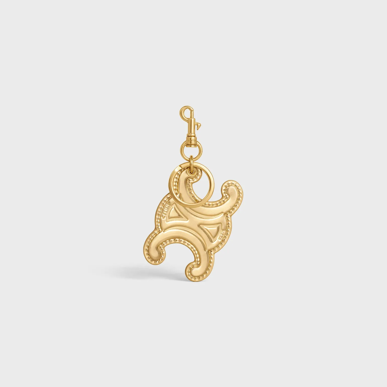 KEYRING TRIOMPHE CHARM in LAMINATED CALFSKIN with GOLD FINISHING