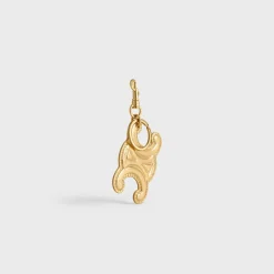 KEYRING TRIOMPHE CHARM in LAMINATED CALFSKIN with GOLD FINISHING