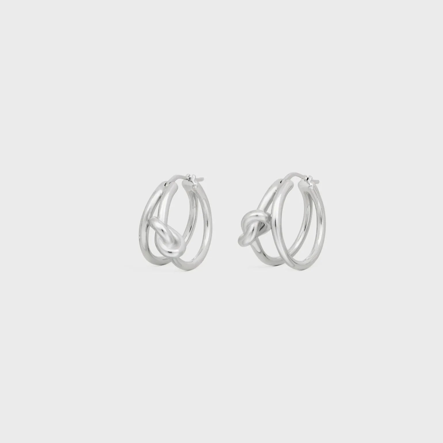 Knot Double Hoops in Brass with Rhodium Finish