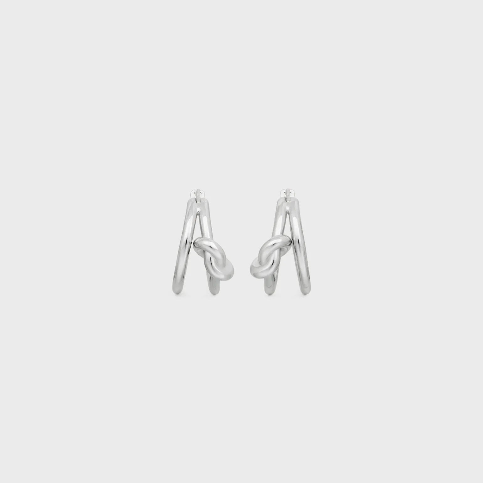 Knot Double Hoops in Brass with Rhodium Finish