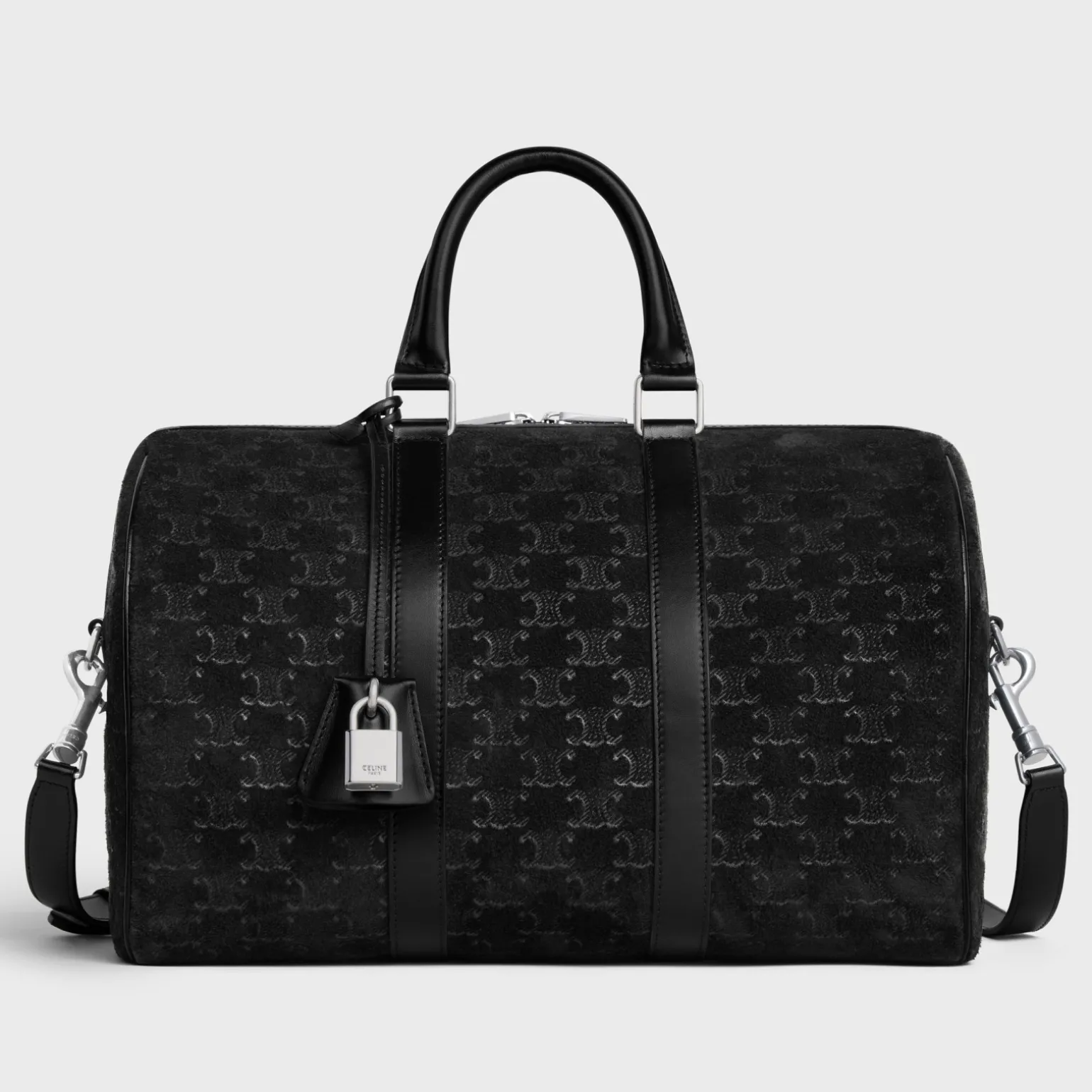 LARGE BOSTON in SUEDE CALFSKIN WITH TRIOMPHE EMBOSSED