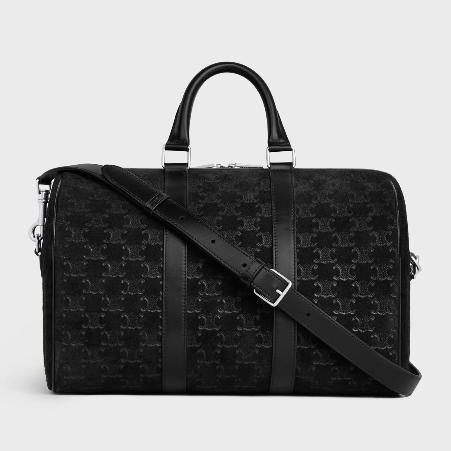 LARGE BOSTON in SUEDE CALFSKIN WITH TRIOMPHE EMBOSSED