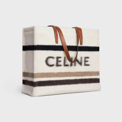 LARGE CABAS in STRIPED TEXTILE WITH CELINE JACQUARD