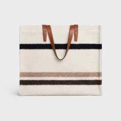 LARGE CABAS in STRIPED TEXTILE WITH CELINE JACQUARD