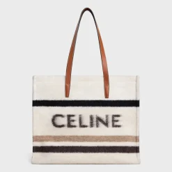 LARGE CABAS in STRIPED TEXTILE WITH CELINE JACQUARD