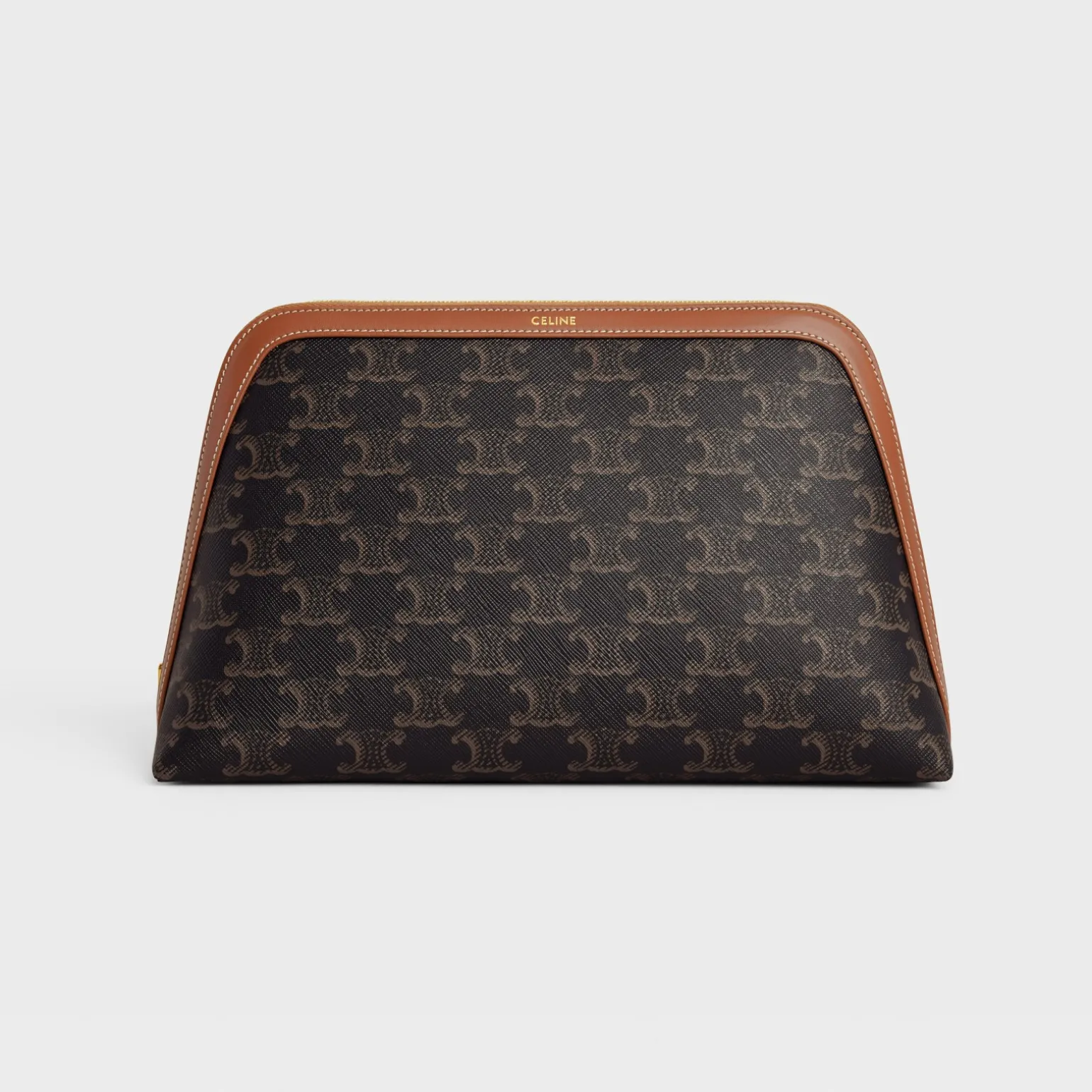 LARGE COSMETIC POUCH IN TRIOMPHE CANVAS AND CALFSKIN
