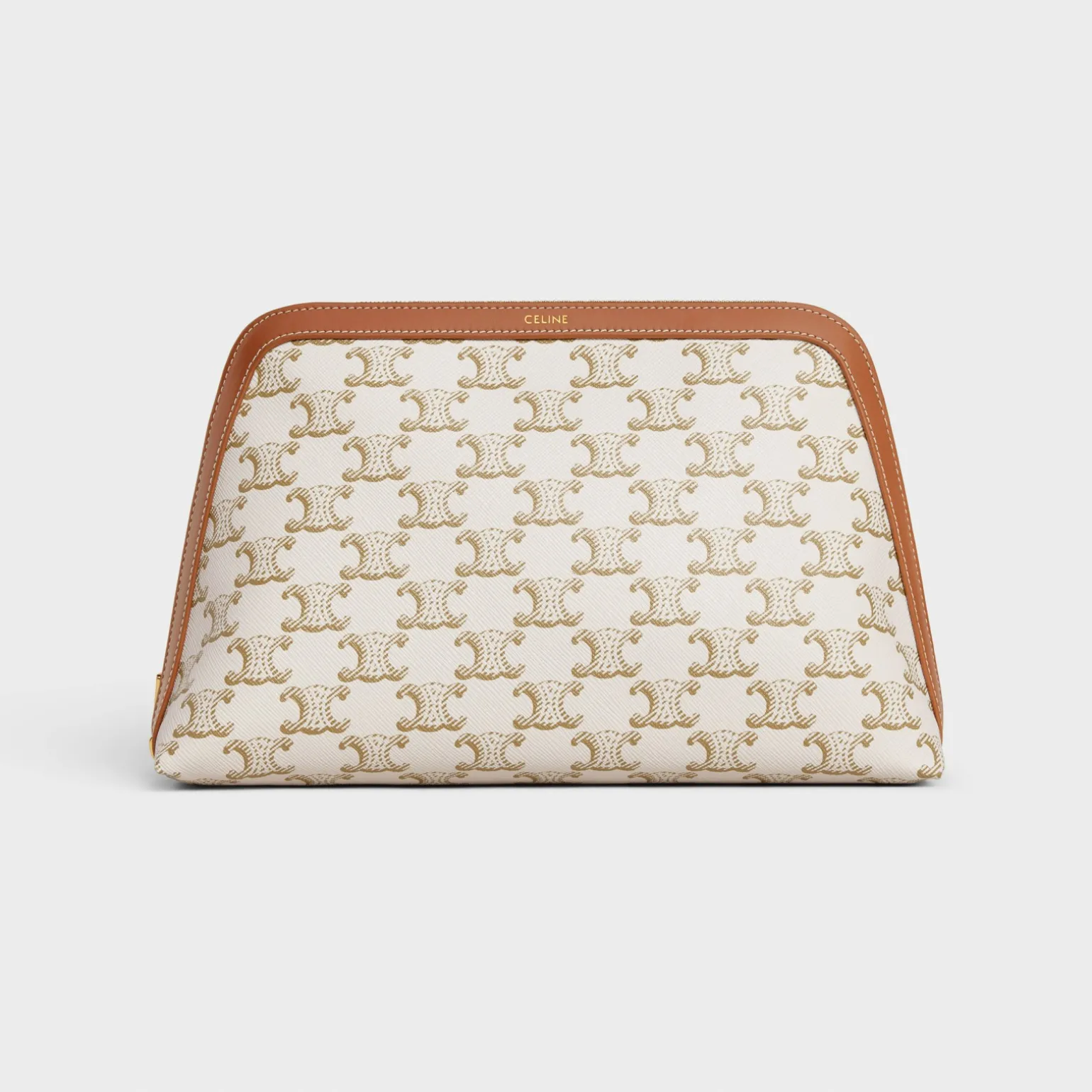 LARGE COSMETIC POUCH IN TRIOMPHE CANVAS AND CALFSKIN