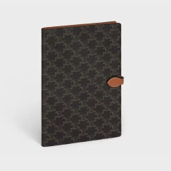 Large notebook cover in triomphe canvas and calfskin