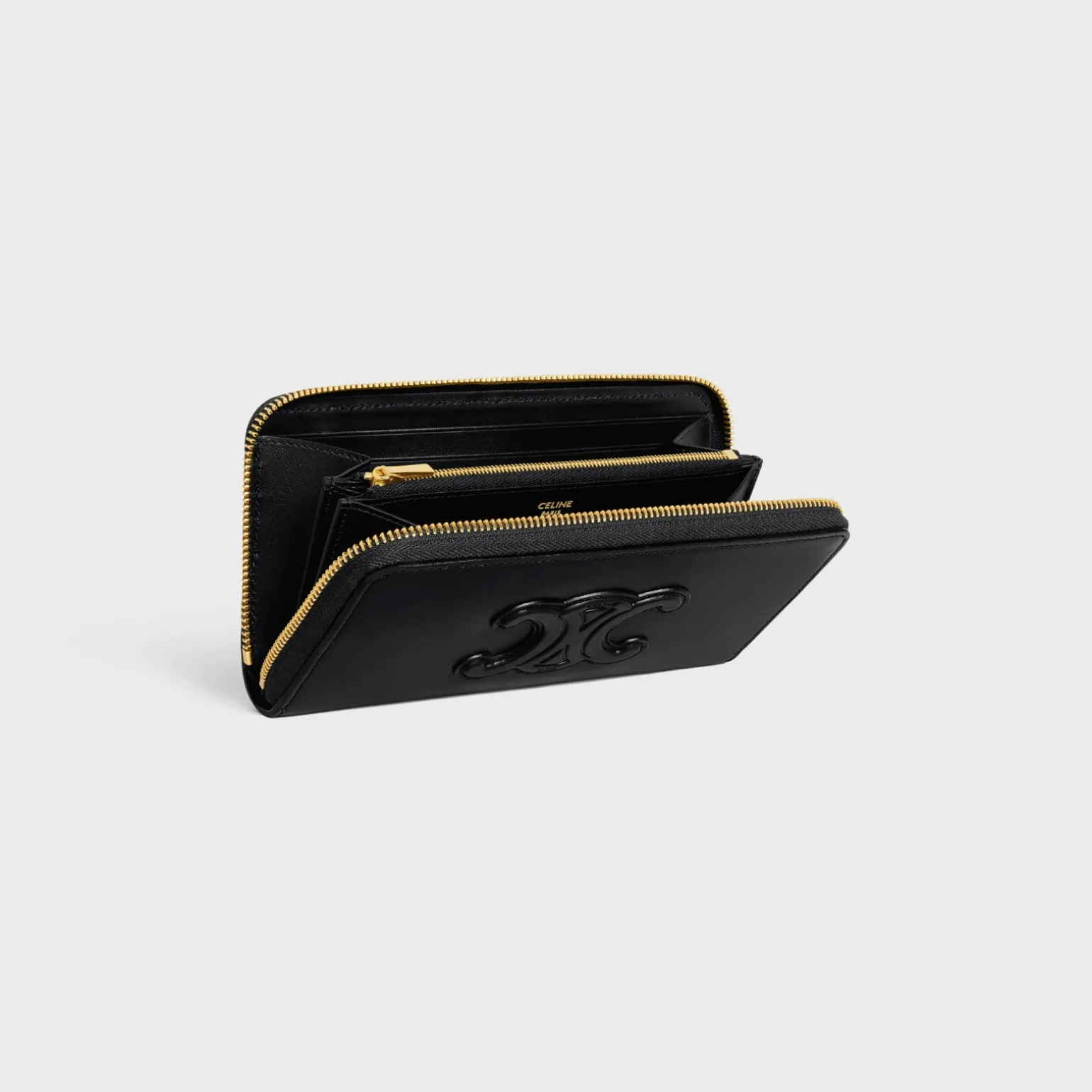 LARGE ZIPPED WALLET CUIR TRIOMPHE IN SMOOTH CALFSKIN