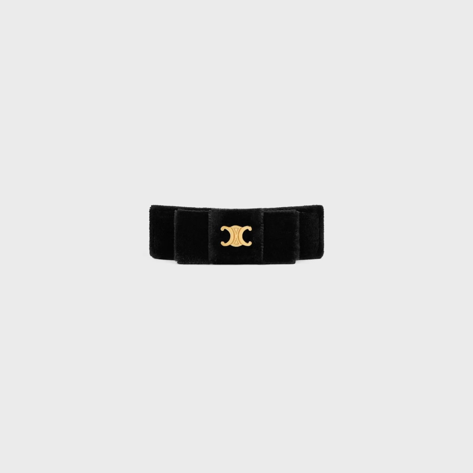 Le Soir Ribbon Hair Clip in Polyester, Calfskin, Brass with Gold Finish and Steel