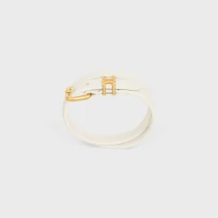 Les Cuirs Celine Double Bracelet in Smooth Calfskin and Brass with Gold Finish