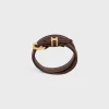 Les Cuirs Celine Double Bracelet in Calfskin and Brass with Gold Finish