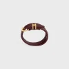 Les Cuirs Celine Double Bracelet in Calfskin, Lizard and Brass with Gold Finish