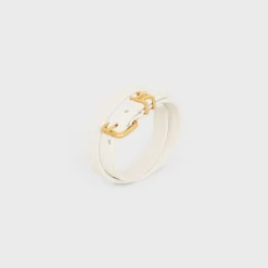 Les Cuirs Celine Double Bracelet in Smooth Calfskin and Brass with Gold Finish