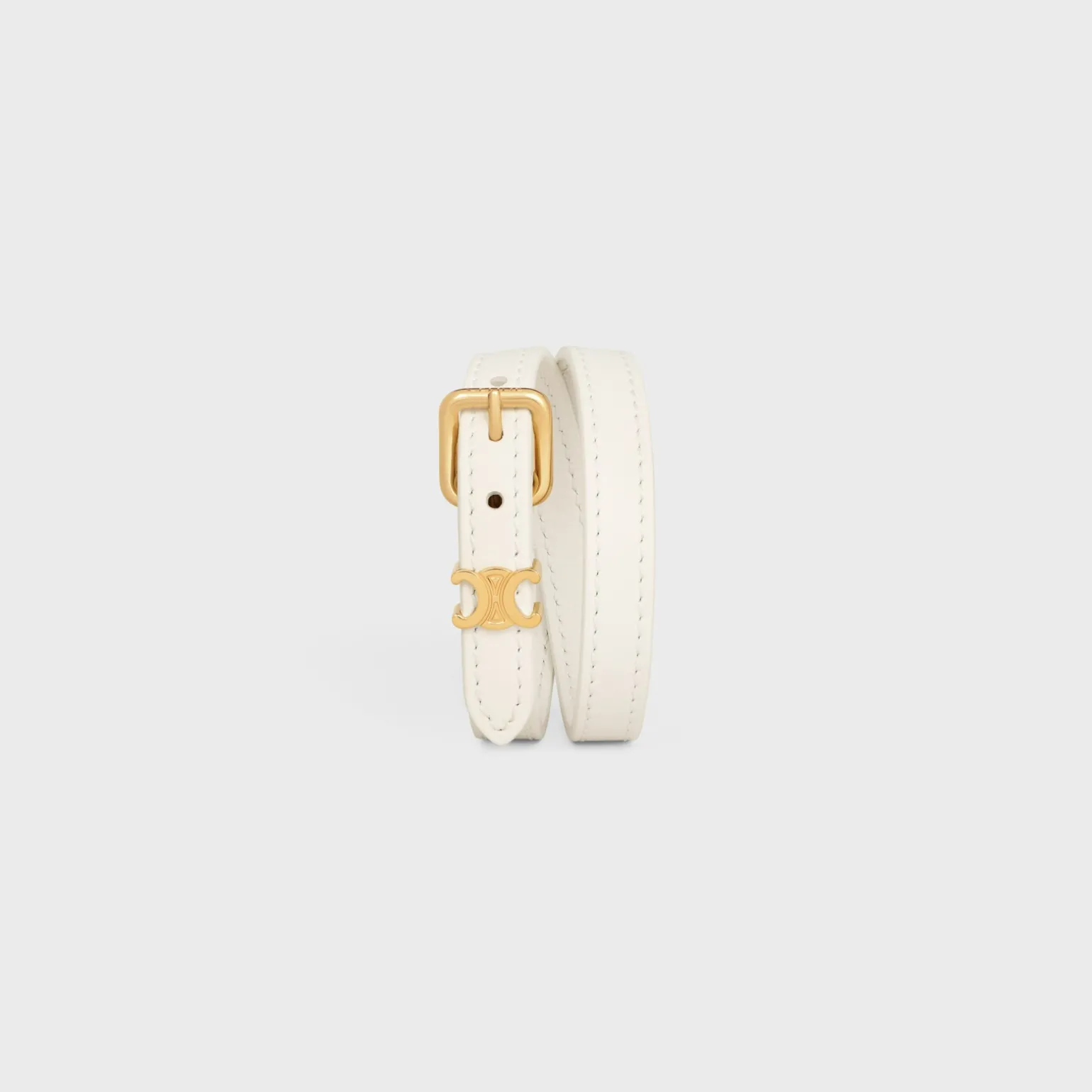 Les Cuirs Celine Double Bracelet in Smooth Calfskin and Brass with Gold Finish