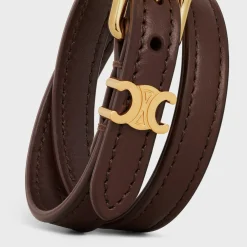 Les Cuirs Celine Double Bracelet in Calfskin and Brass with Gold Finish