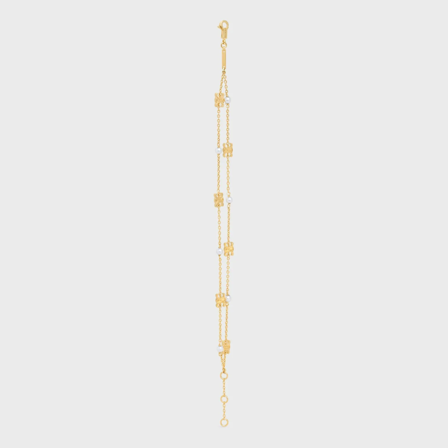 Les Perles Celine Double Bracelet in Brass with Gold Finish and Resin Pearls