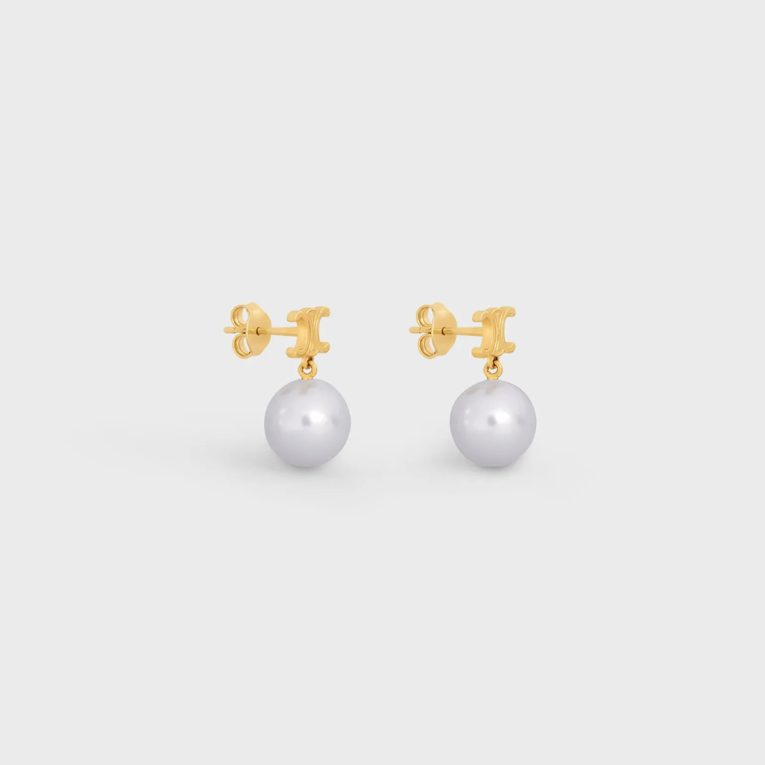 Les Perles Celine Earrings in Brass with Gold Finish and Glass Pearls