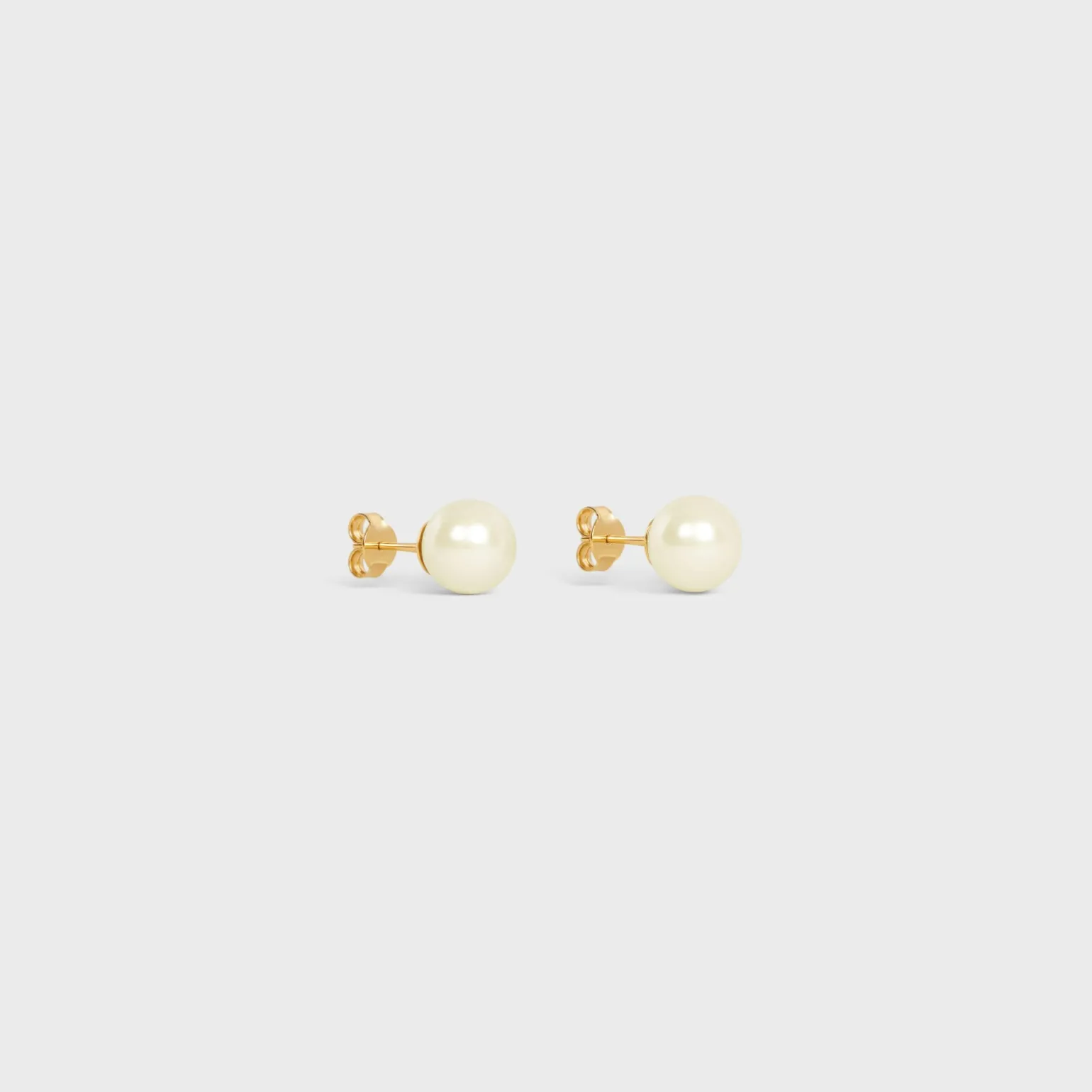 Les Perles Celine Earrings in Resin Pearls and Brass with Gold Finish