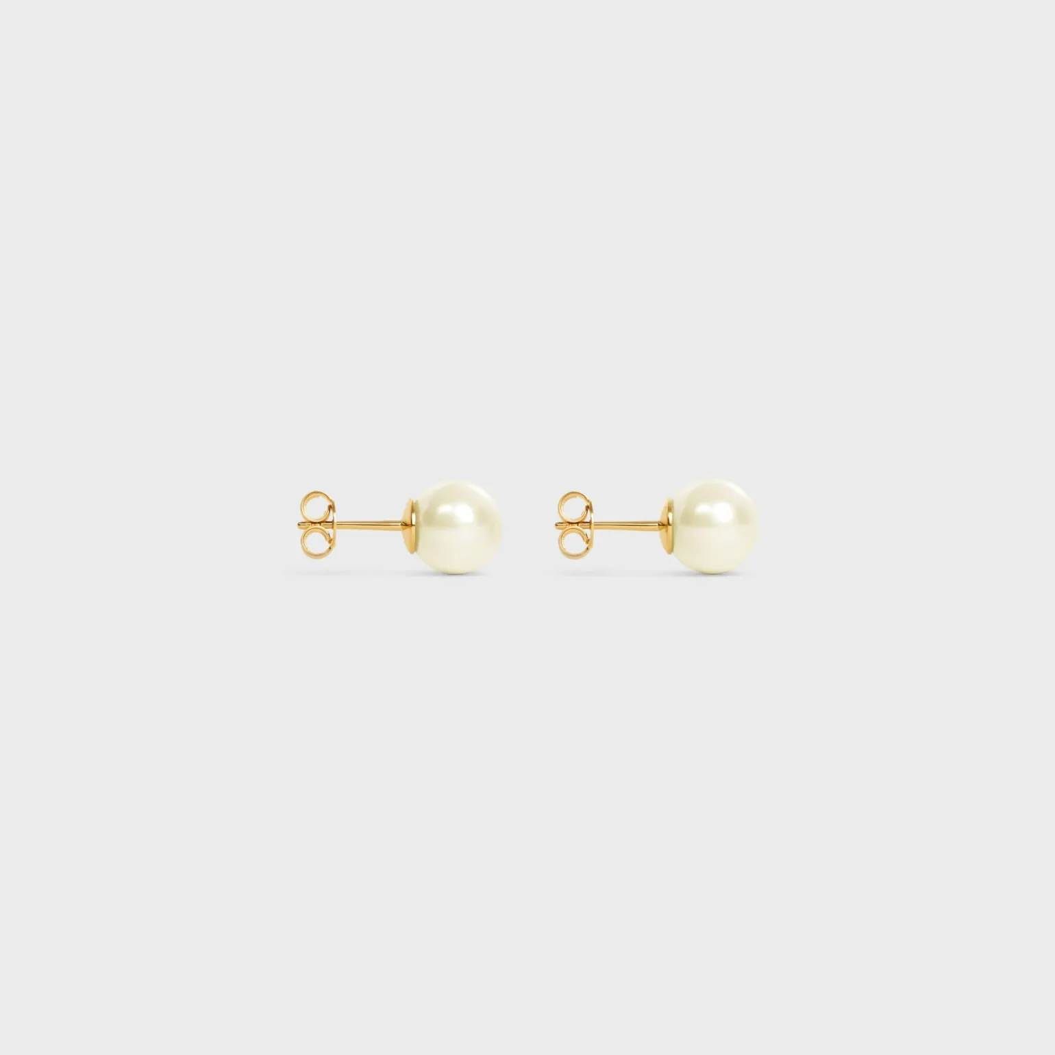 Les Perles Celine Earrings in Resin Pearls and Brass with Gold Finish