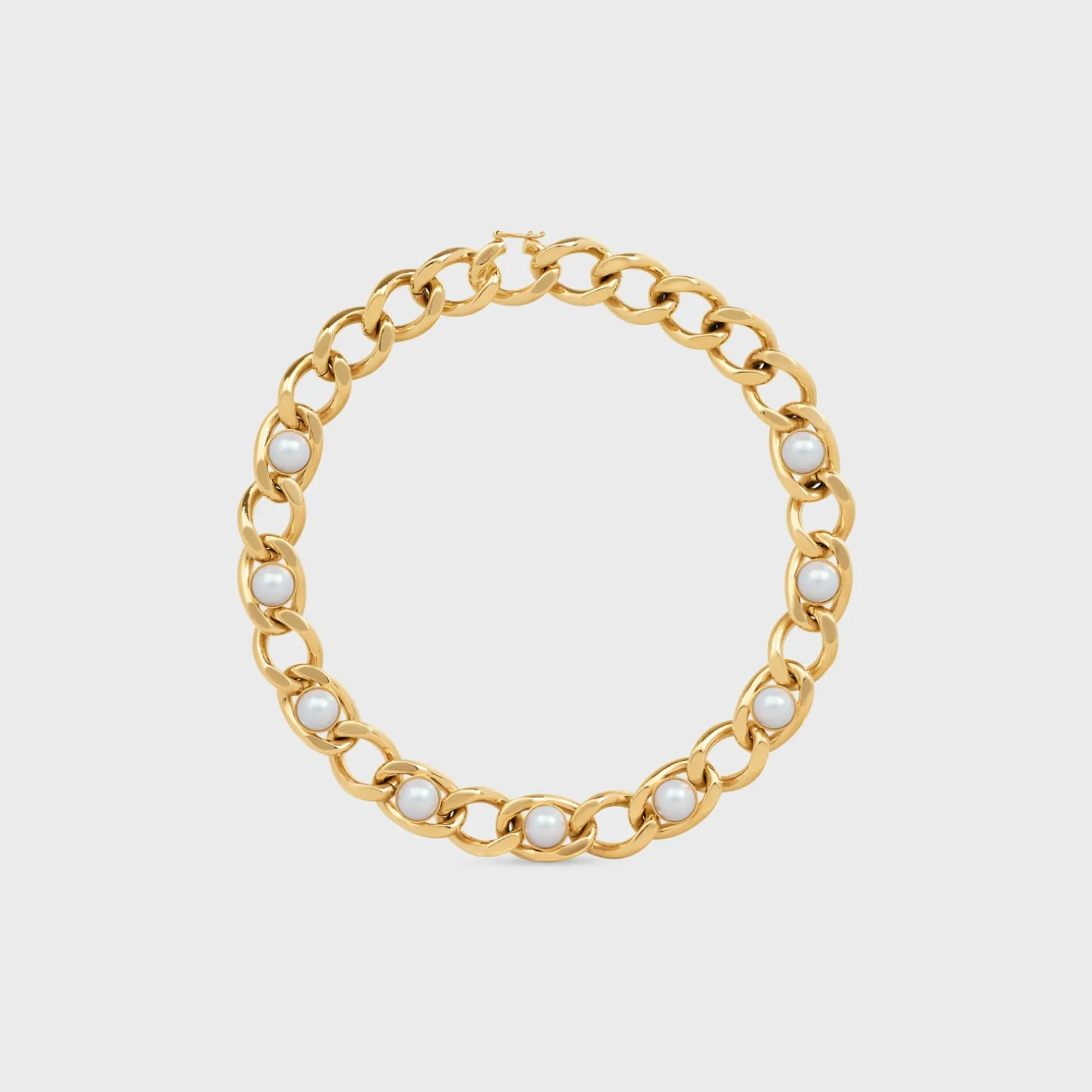 Les Perles Celine Maillon Necklace in Brass with Gold Finish and Resin Pearls