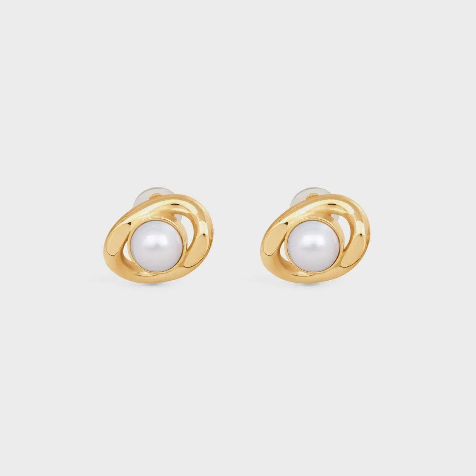 Les Perles Celine Maillon Earrings in Brass with Gold Finish and Resin Pearls