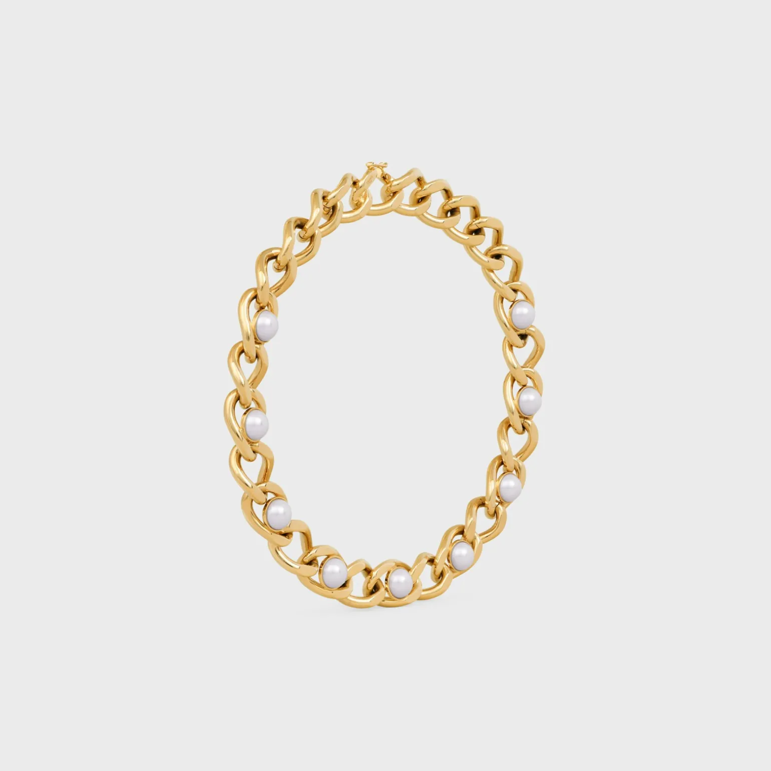 Les Perles Celine Maillon Necklace in Brass with Gold Finish and Resin Pearls