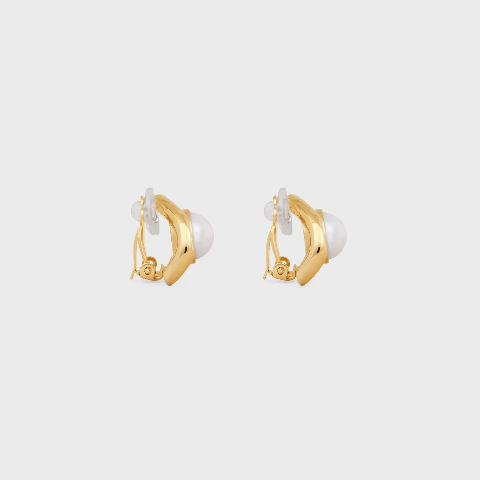 Les Perles Celine Maillon Earrings in Brass with Gold Finish and Resin Pearls