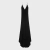 long draped dress in silk georgette