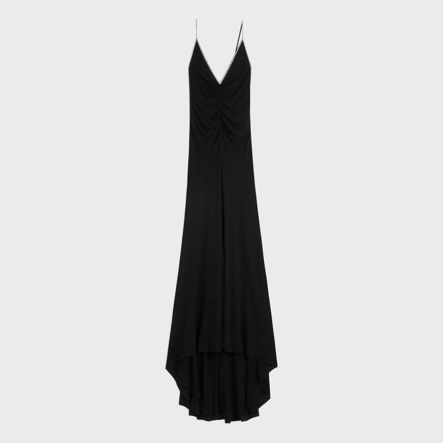 long draped dress in silk georgette