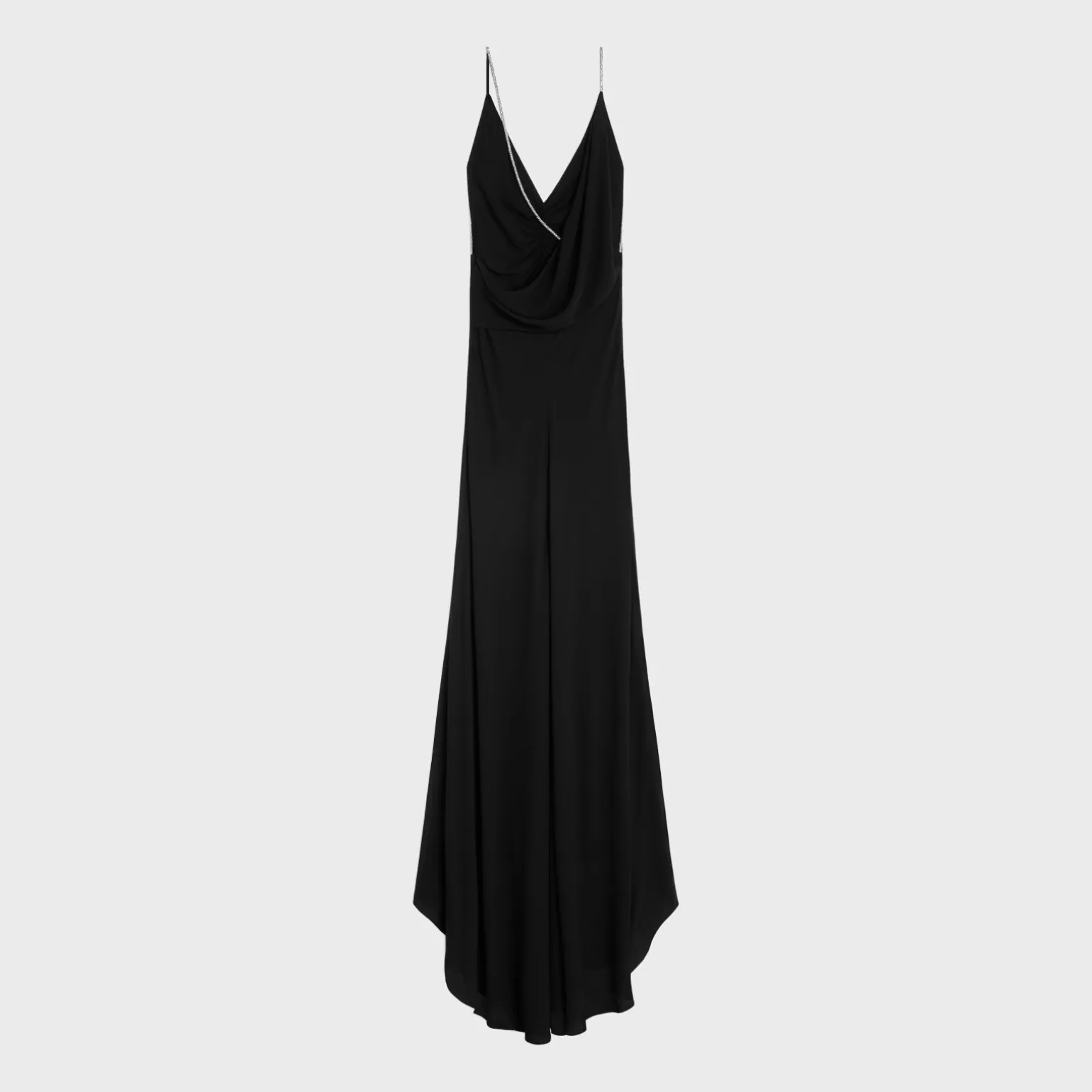 long draped dress in silk georgette
