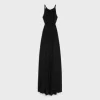 long open back dress in silk georgette