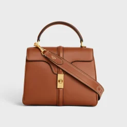 Long Strap in smooth CALFSKIN WITH CELINE EMBROIDERY with Gold Finishing