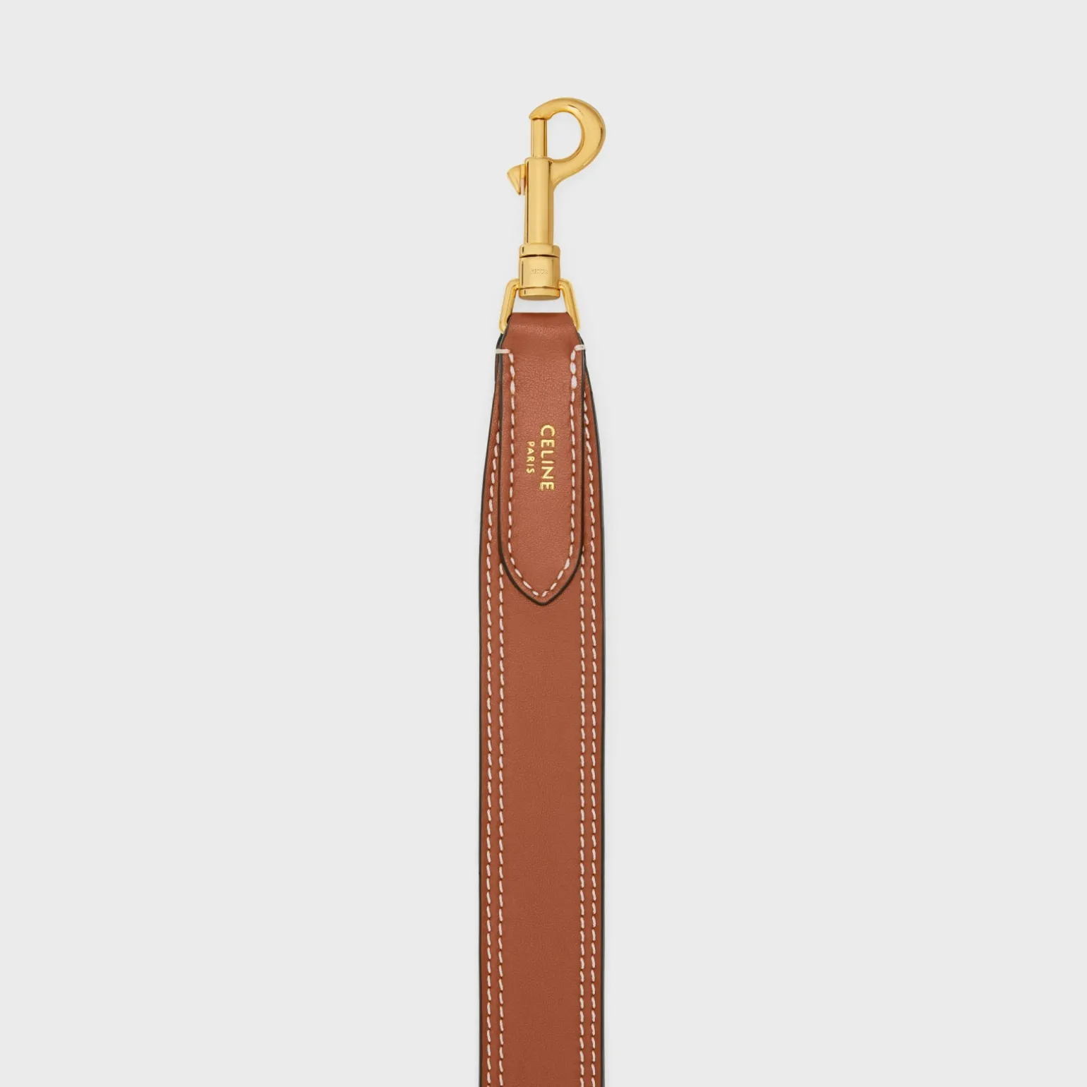 Long Strap in smooth CALFSKIN WITH CELINE EMBROIDERY with Gold Finishing