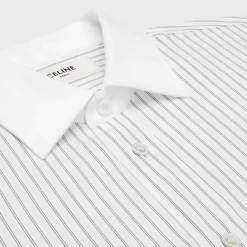 loose shirt in striped cotton poplin