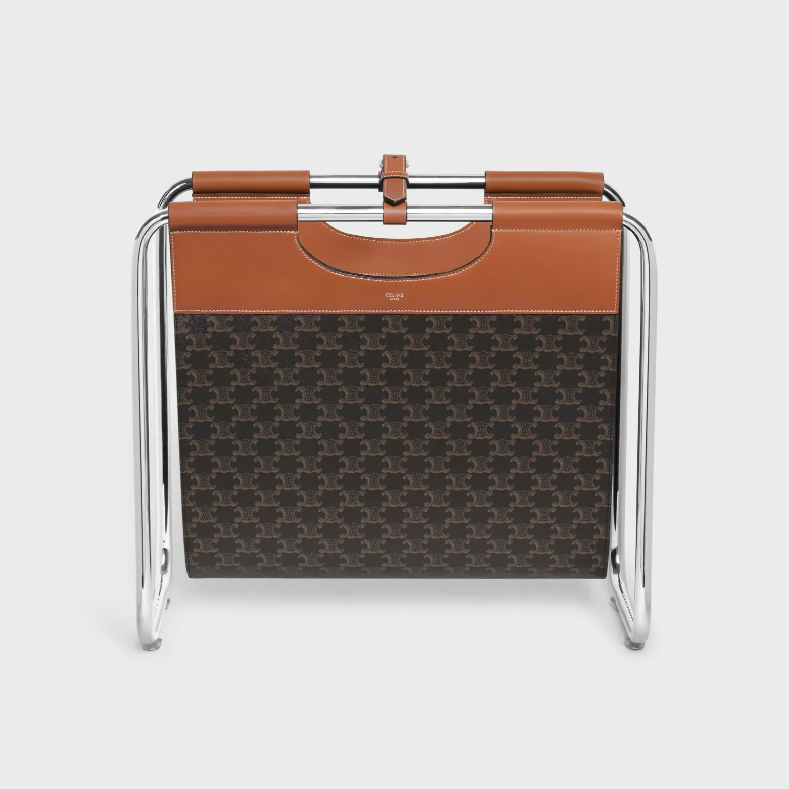 Magazine rack in triomphe canvas and aluminium