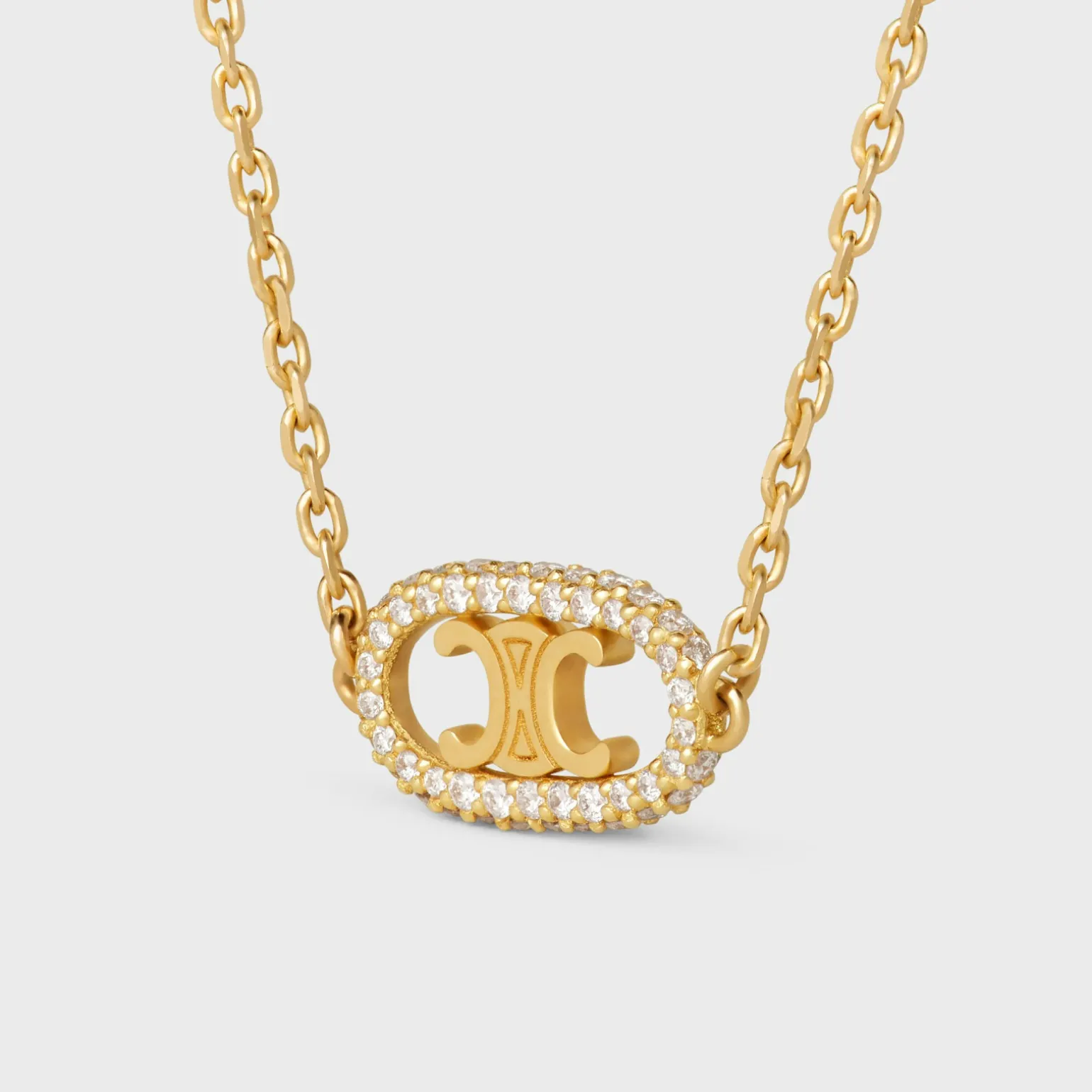 Maillon Triomphe Necklace in Yellow Gold and Diamonds