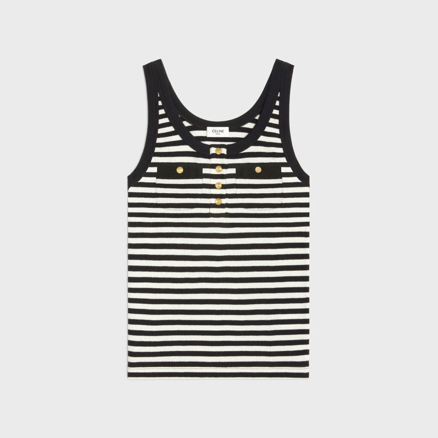 marinière tank top in ribbed cotton jersey