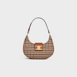 MEDIUM AVA TRIOMPHE BAG in Tartan Textile and calfskin