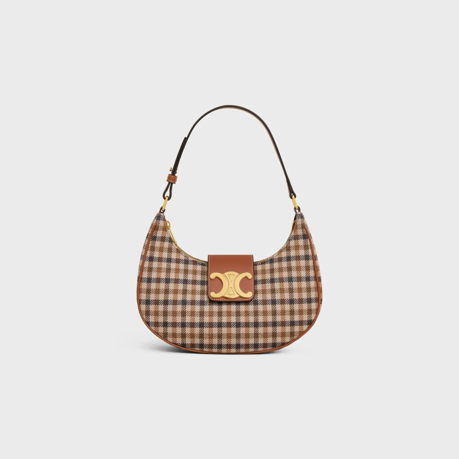 MEDIUM AVA TRIOMPHE BAG in Tartan Textile and calfskin
