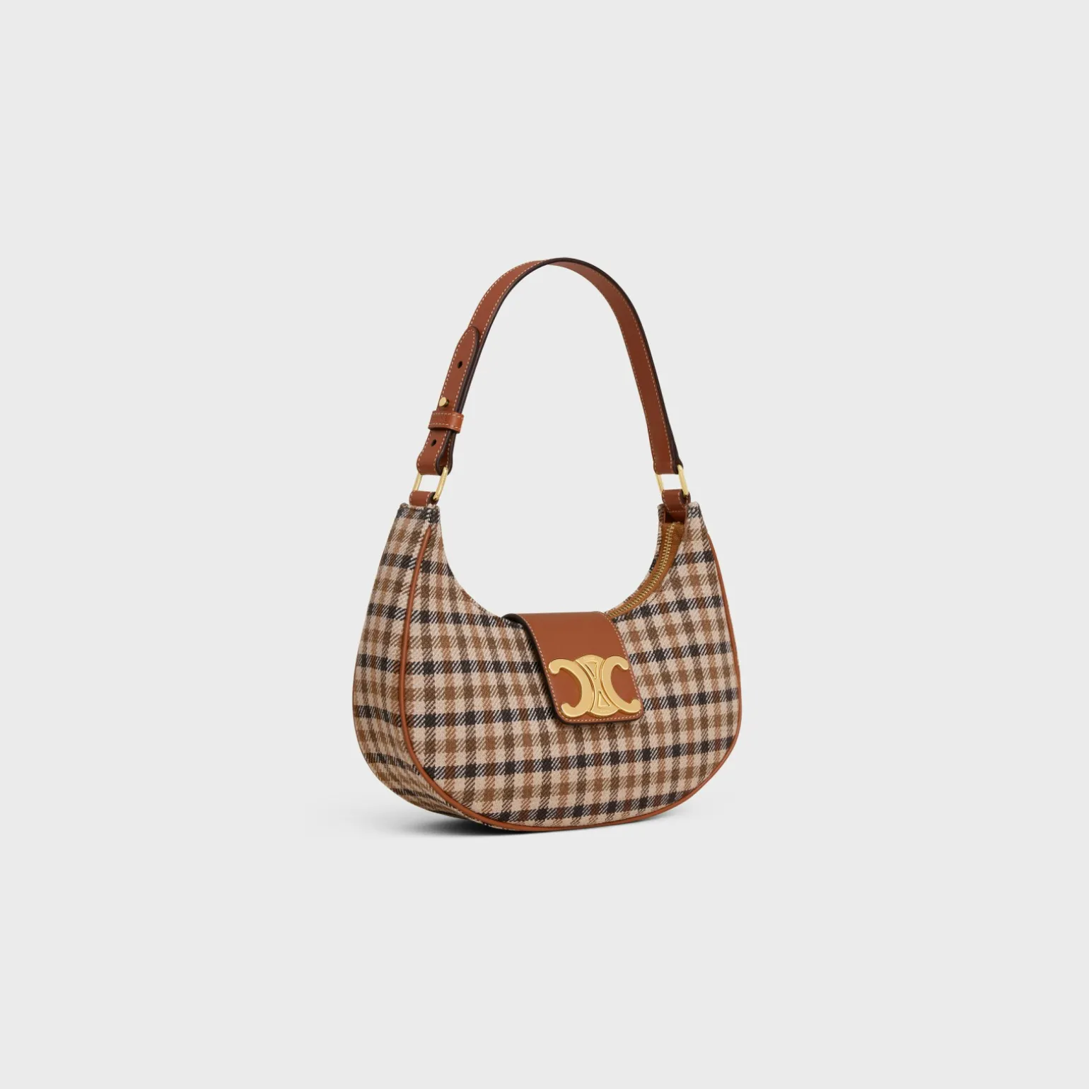 MEDIUM AVA TRIOMPHE BAG in Tartan Textile and calfskin