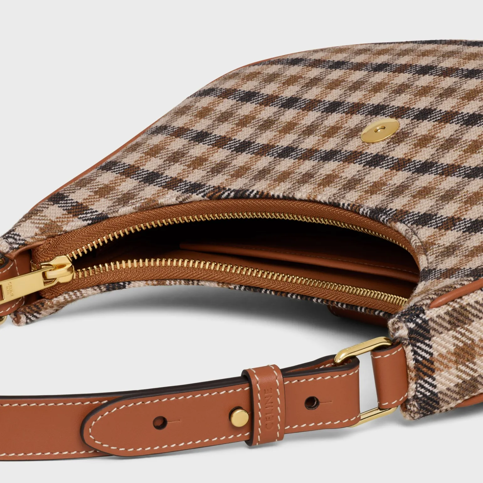 MEDIUM AVA TRIOMPHE BAG in Tartan Textile and calfskin