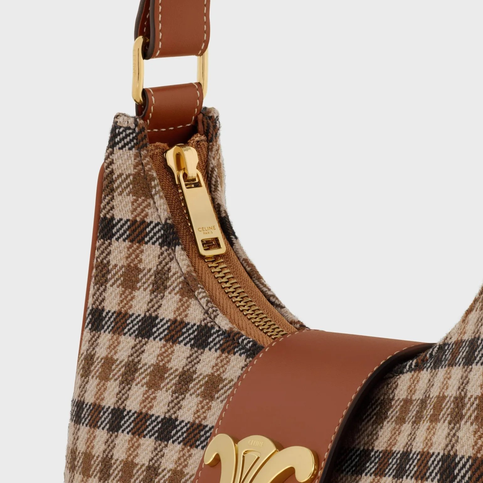 MEDIUM AVA TRIOMPHE BAG in Tartan Textile and calfskin